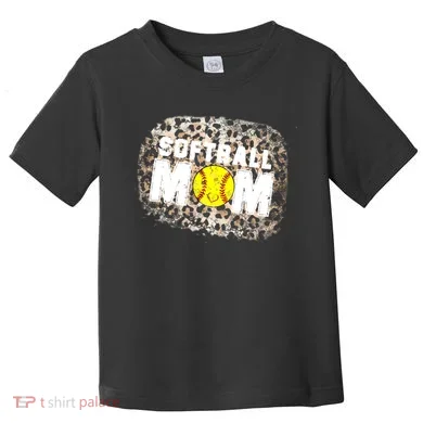 Softball Mom leopard Background Toddler T-Shirt