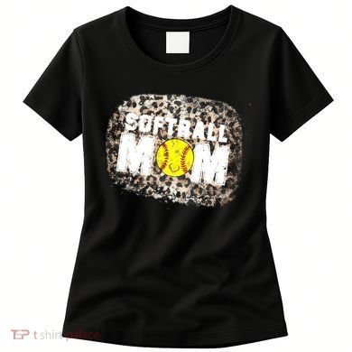 Softball Mom leopard Background Women's T-Shirt