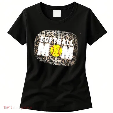 Softball Mom leopard Background Women's T-Shirt