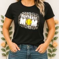 Softball Mom leopard Background Women's T-Shirt thumb 2