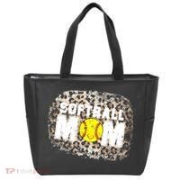 Softball Mom leopard Background Tote Bag thumb 0