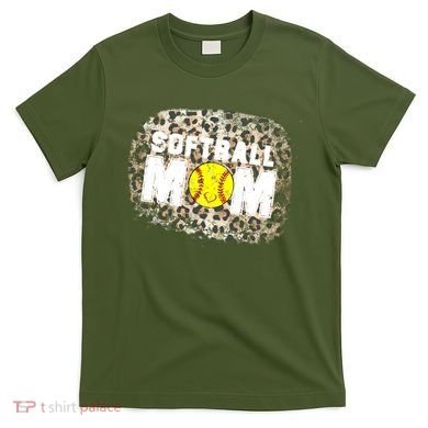 Softball Mom leopard Background T-Shirt