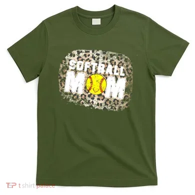 Softball Mom leopard Background T-Shirt