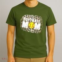Softball Mom leopard Background T-Shirt thumb 3