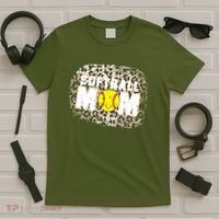 Softball Mom leopard Background T-Shirt thumb 5