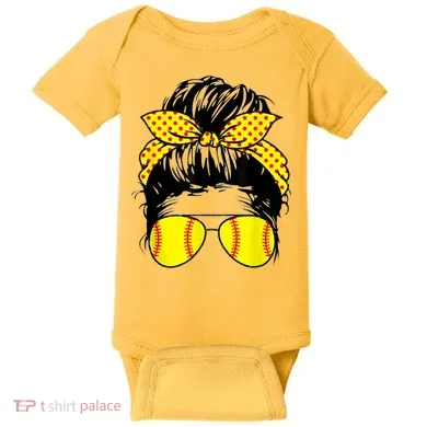 Softball Mom Sunglasses Baby Bodysuit