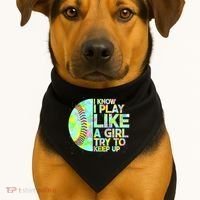 Softball Play Like A Girl USA-Made Doggie Bandana thumb 1