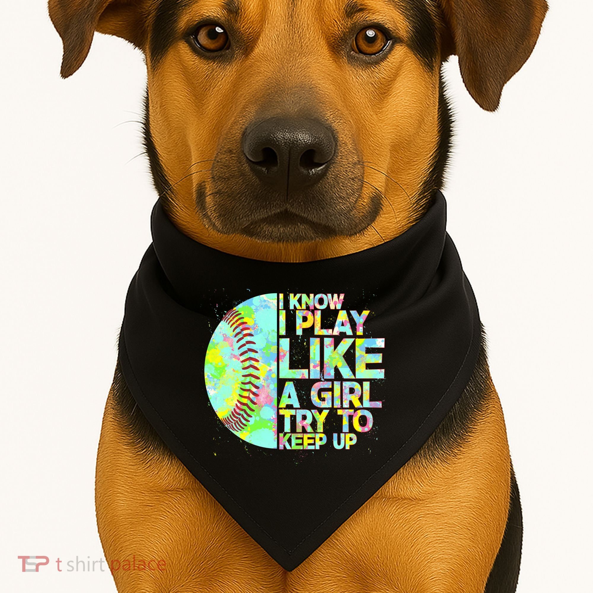 Softball Play Like A Girl USA-Made Doggie Bandana