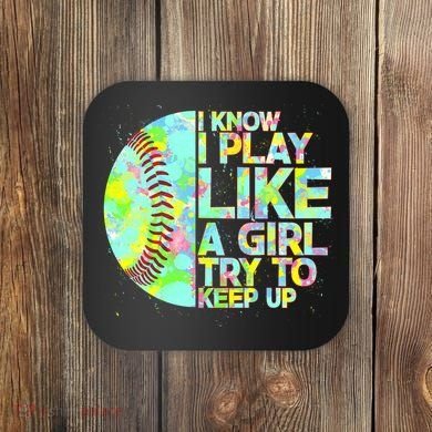 Softball Play Like A Girl Coaster