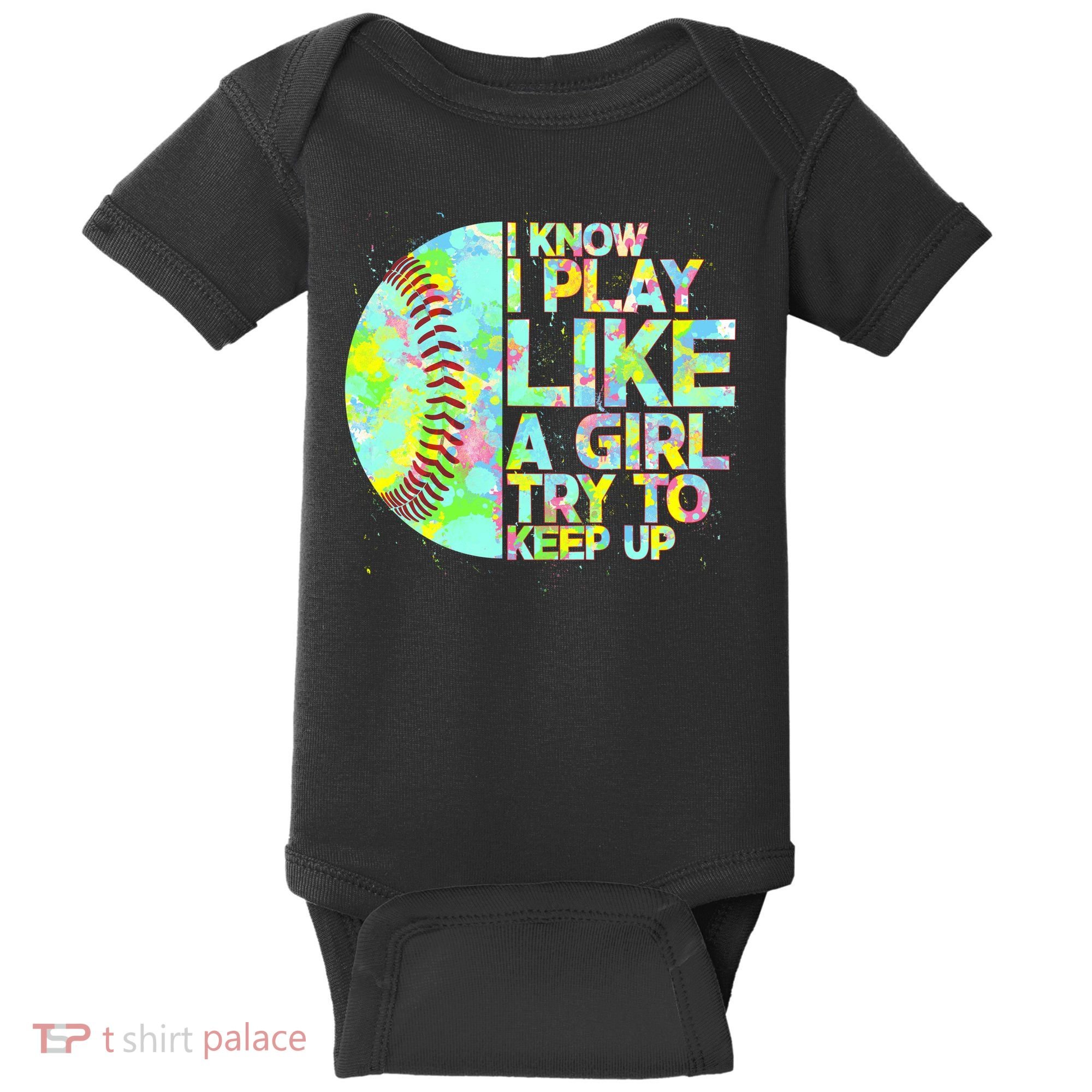 Softball Play Like A Girl Baby Bodysuit