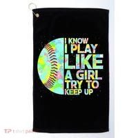 Softball Play Like A Girl Golf Towel thumb 0