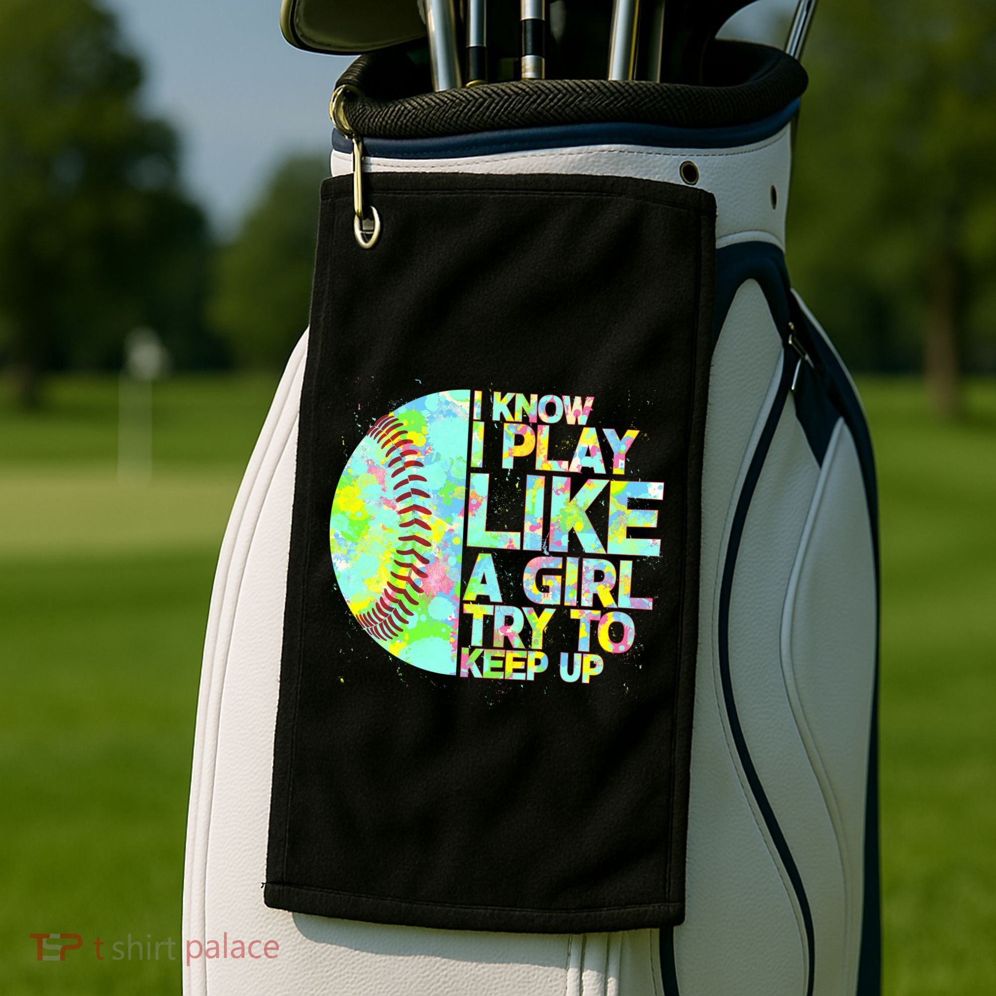 Softball Play Like A Girl Golf Towel