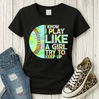 Softball Play Like A Girl Women's T-Shirt thumb 3