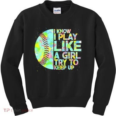 Softball Play Like A Girl Kids Sweatshirt