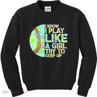 Softball Play Like A Girl Kids Sweatshirt thumb 0