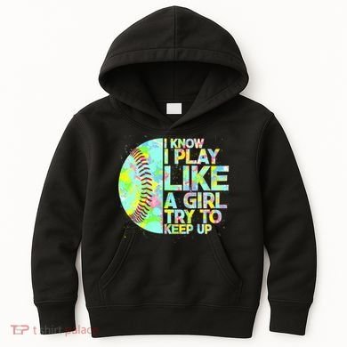 Softball Play Like A Girl Kids Hoodie