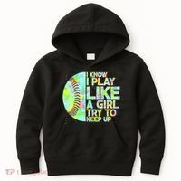 Softball Play Like A Girl Kids Hoodie thumb 0