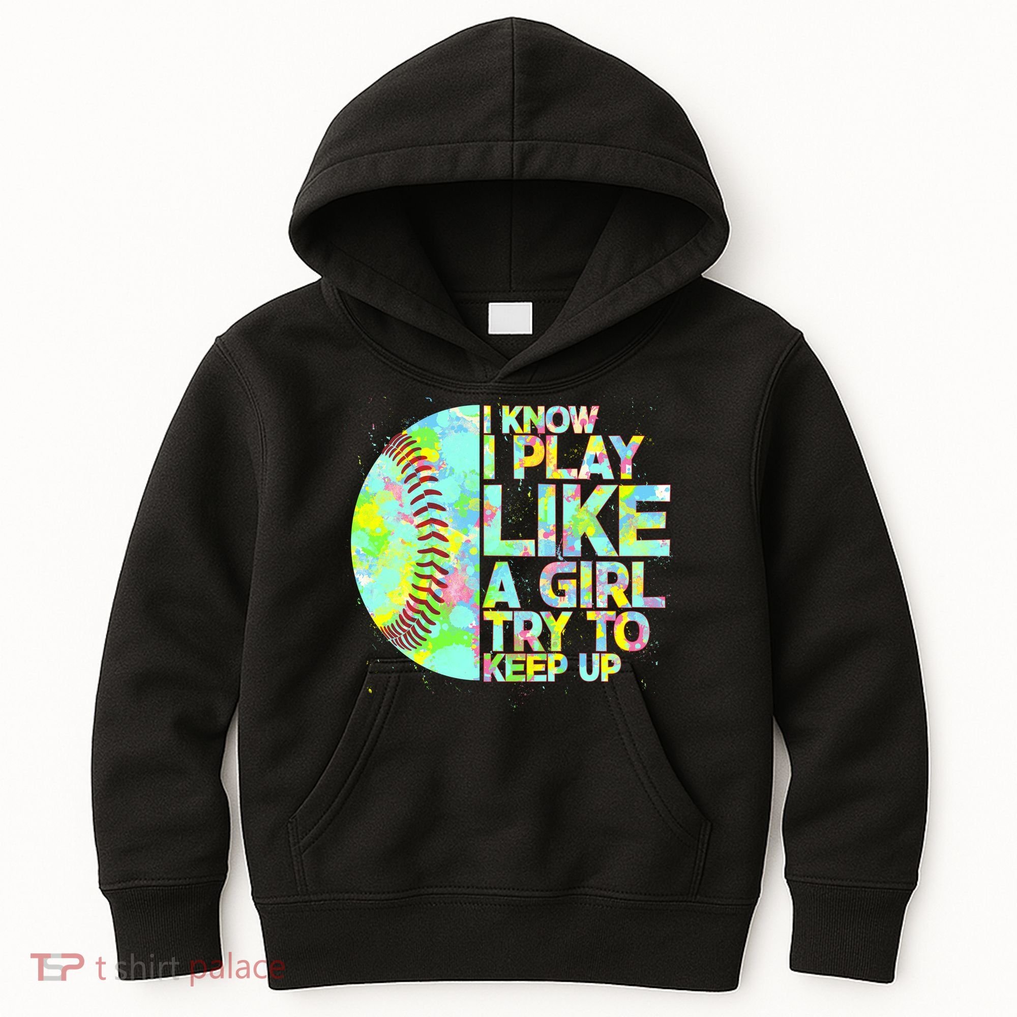 Softball Play Like A Girl Kids Hoodie