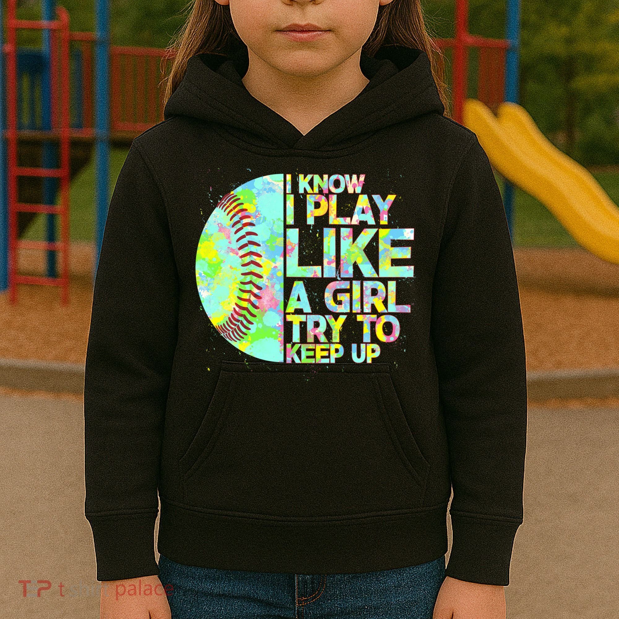 Softball Play Like A Girl Kids Hoodie