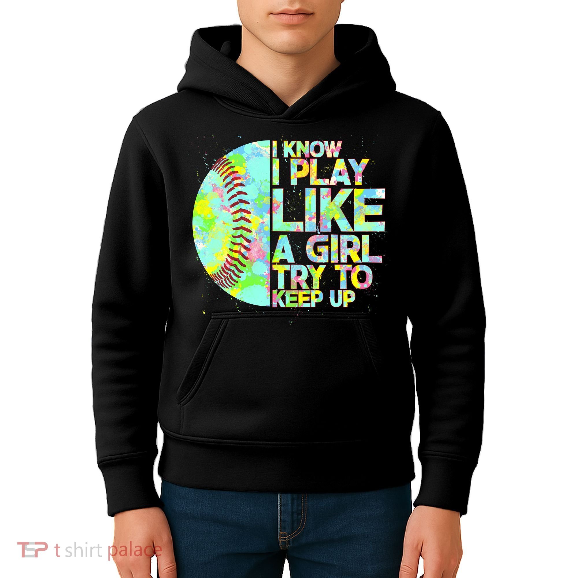 Softball Play Like A Girl Kids Hoodie