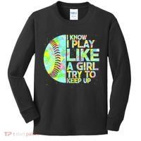 Softball Play Like A Girl Kids Long Sleeve Shirt thumb 0