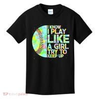 Softball Play Like A Girl Kids T-Shirt thumb 0