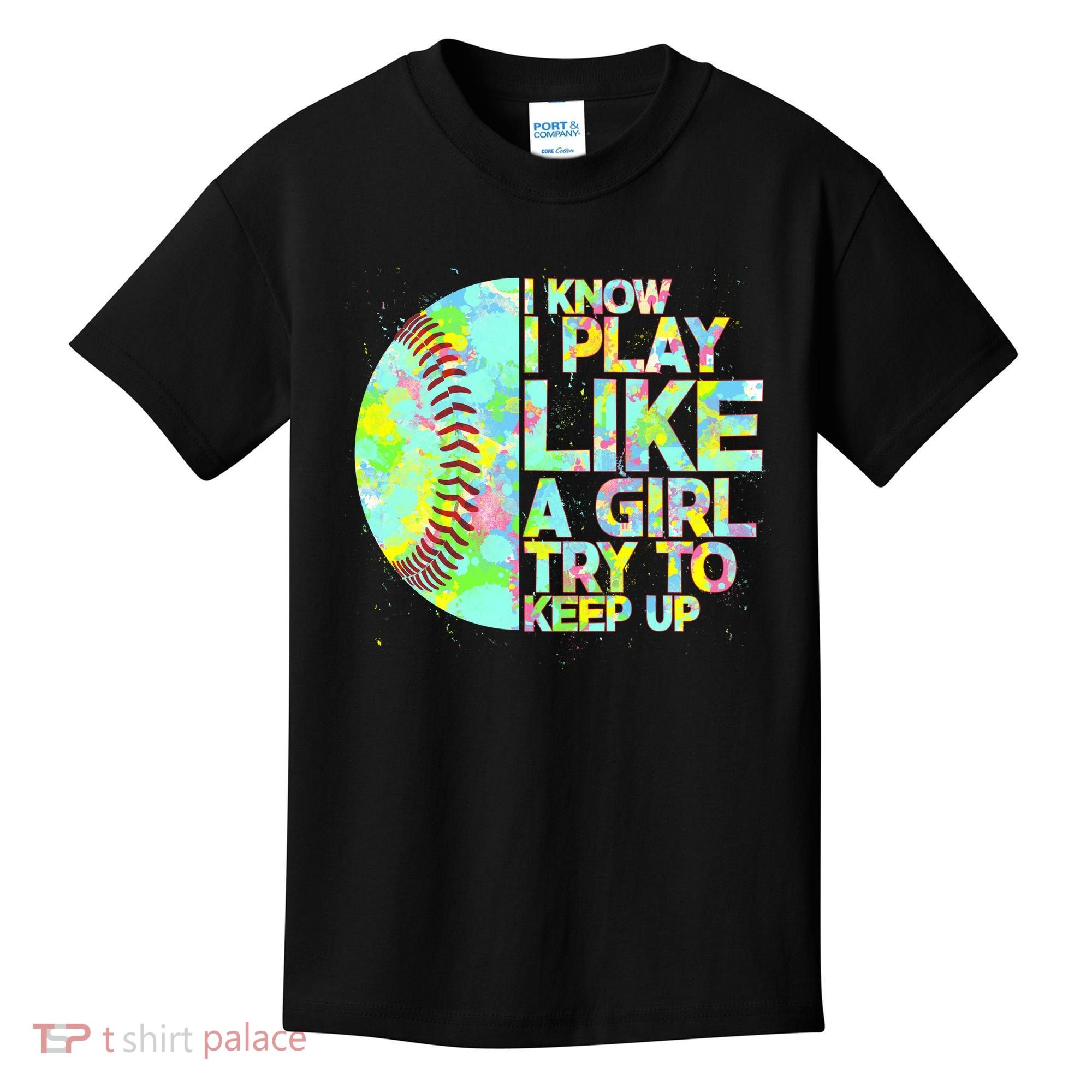 Softball Play Like A Girl Kids T-Shirt