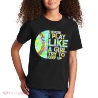 Softball Play Like A Girl Kids T-Shirt thumb 2
