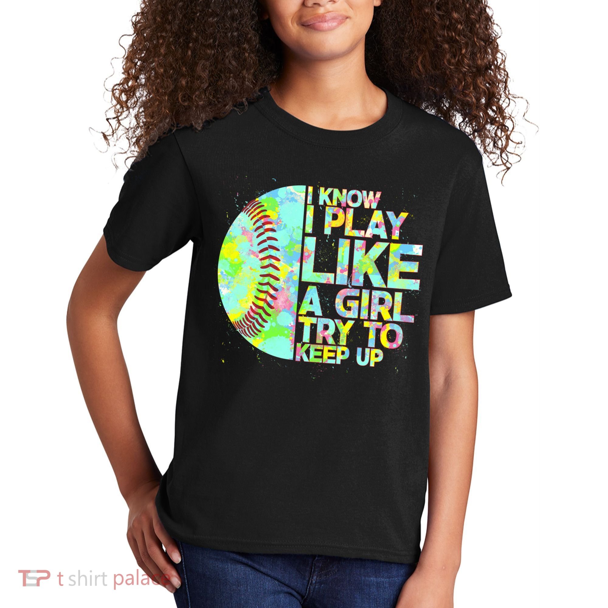 Softball Play Like A Girl Kids T-Shirt