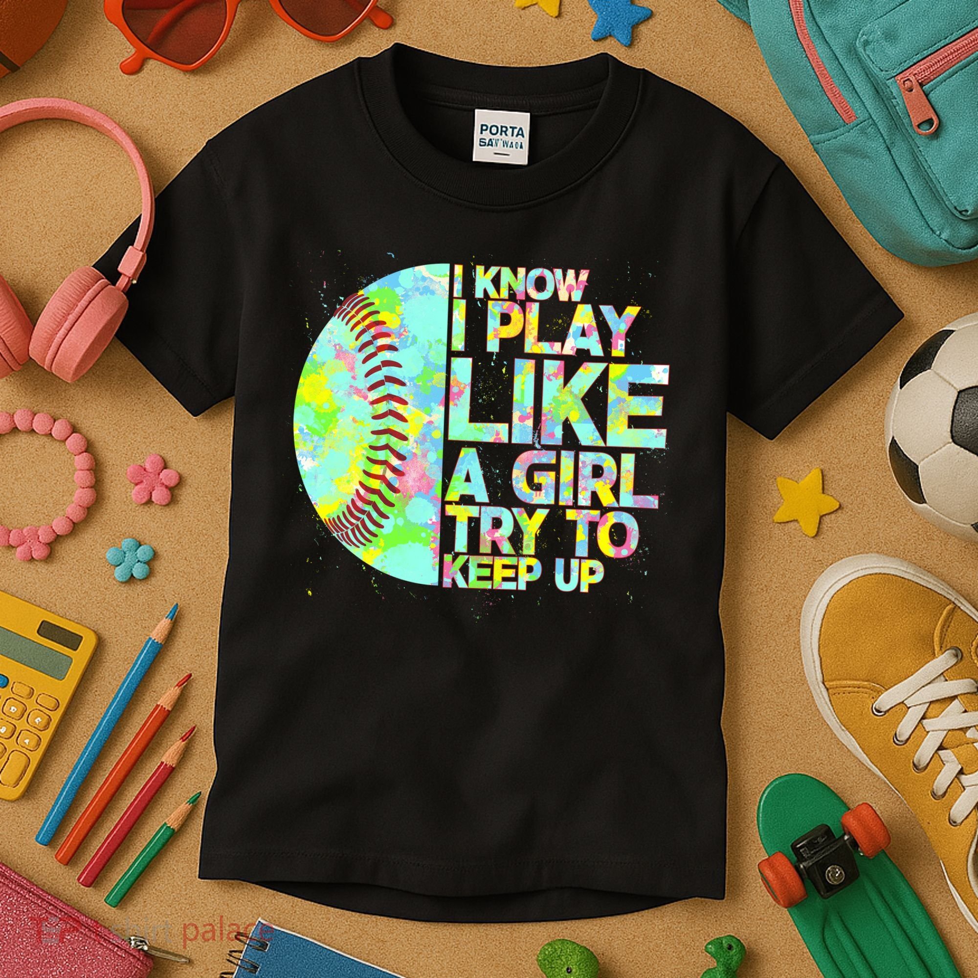 Softball Play Like A Girl Kids T-Shirt