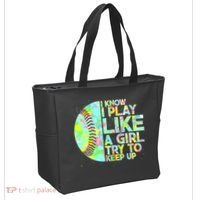 Softball Play Like A Girl Tote Bag thumb 2
