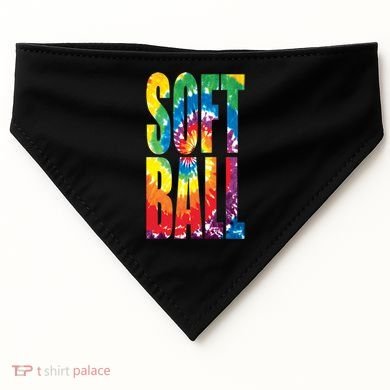 Softball Retro Tie Dye USA-Made Doggie Bandana