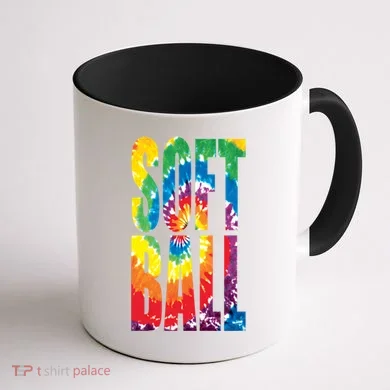 Softball Retro Tie Dye Coffee Mug back