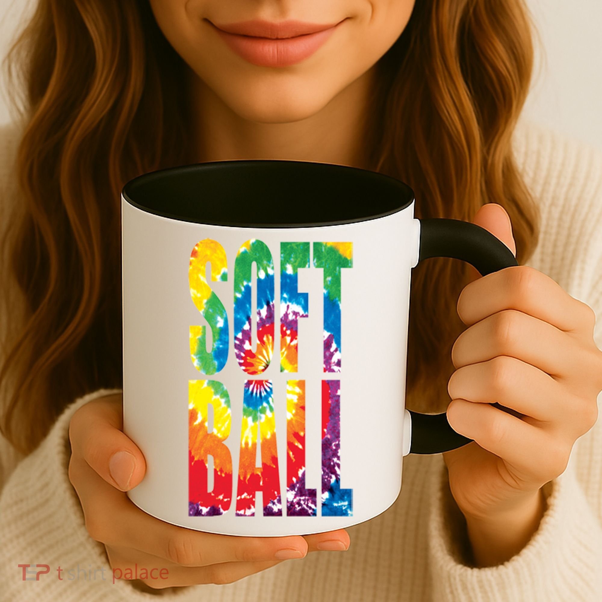 Softball Retro Tie Dye Coffee Mug