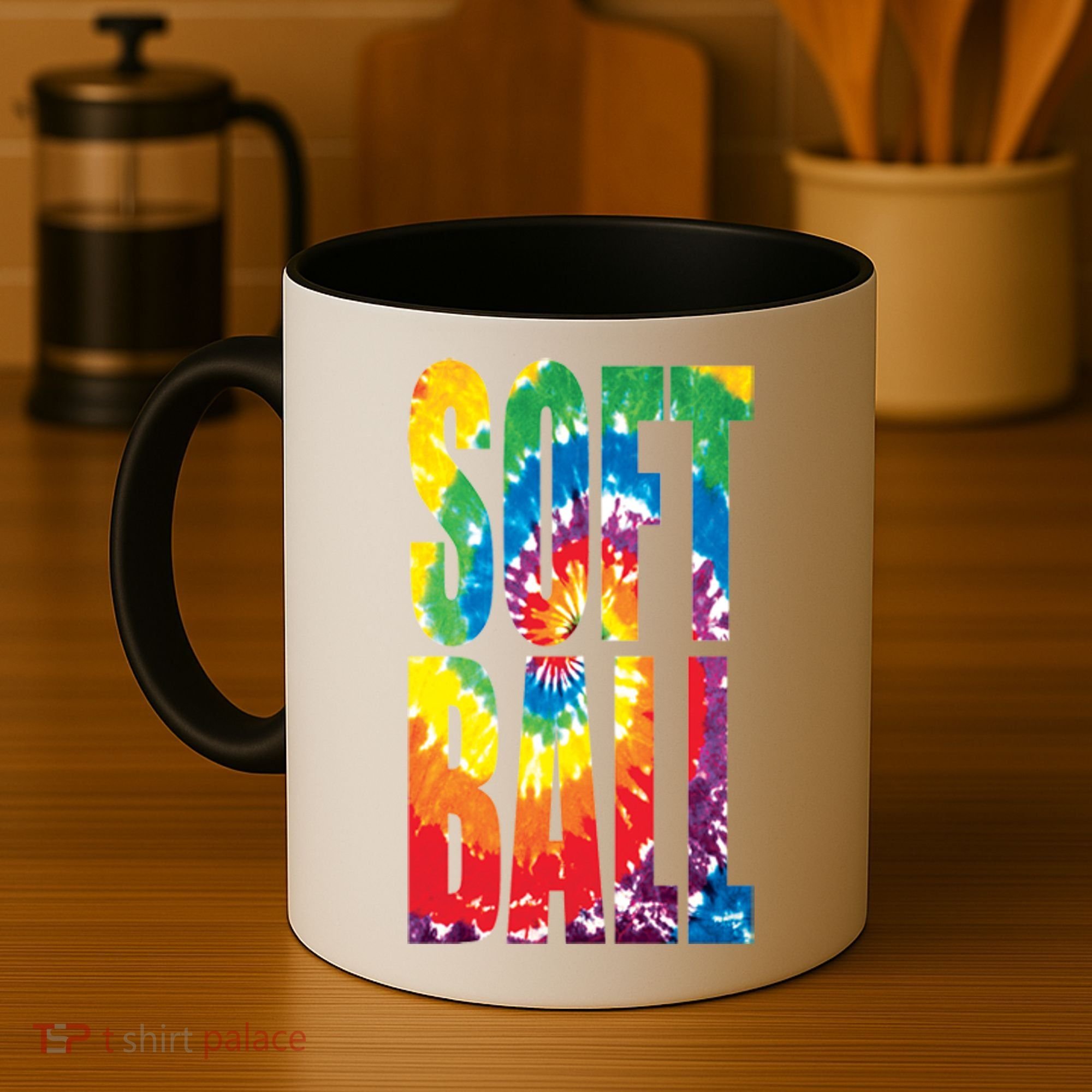 Softball Retro Tie Dye Coffee Mug