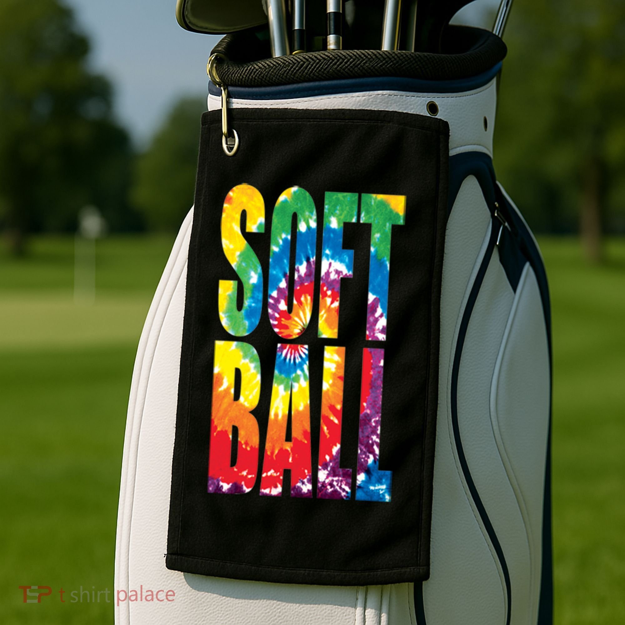 Softball Retro Tie Dye Golf Towel