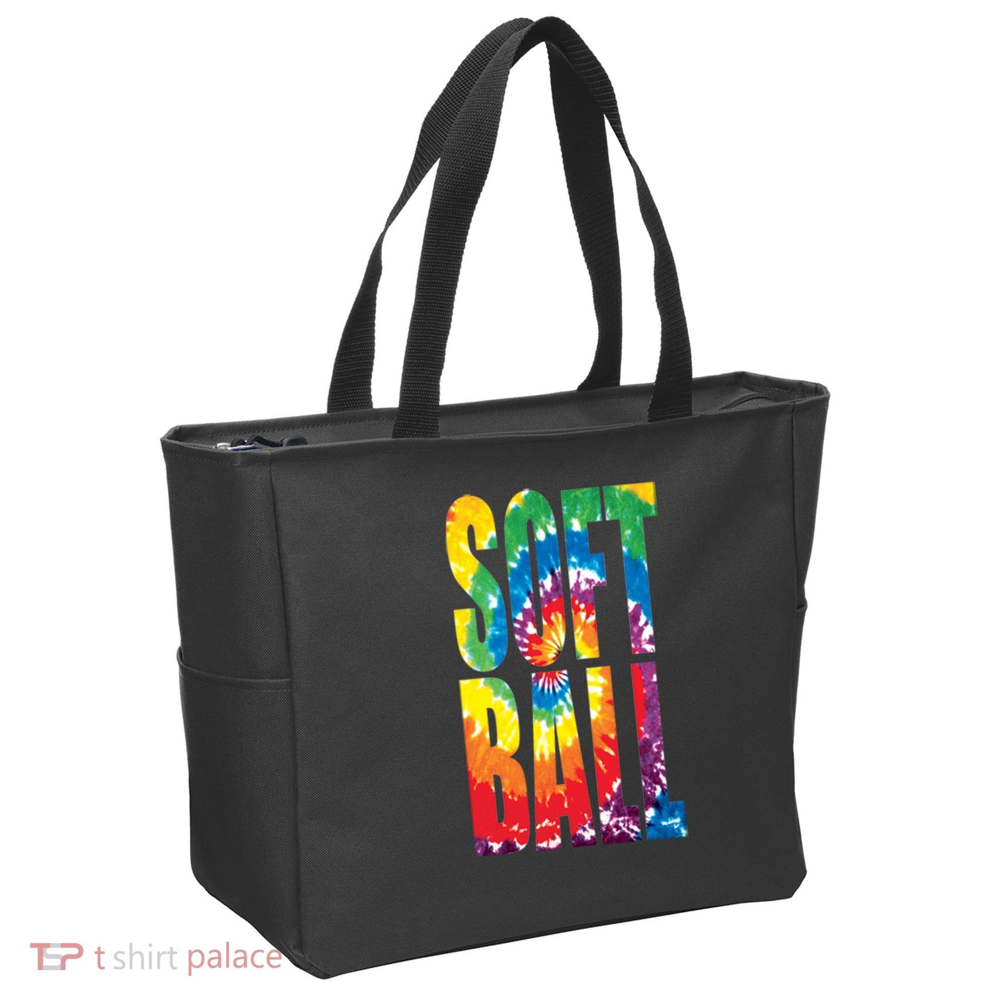 Softball Retro Tie Dye Tote Bag
