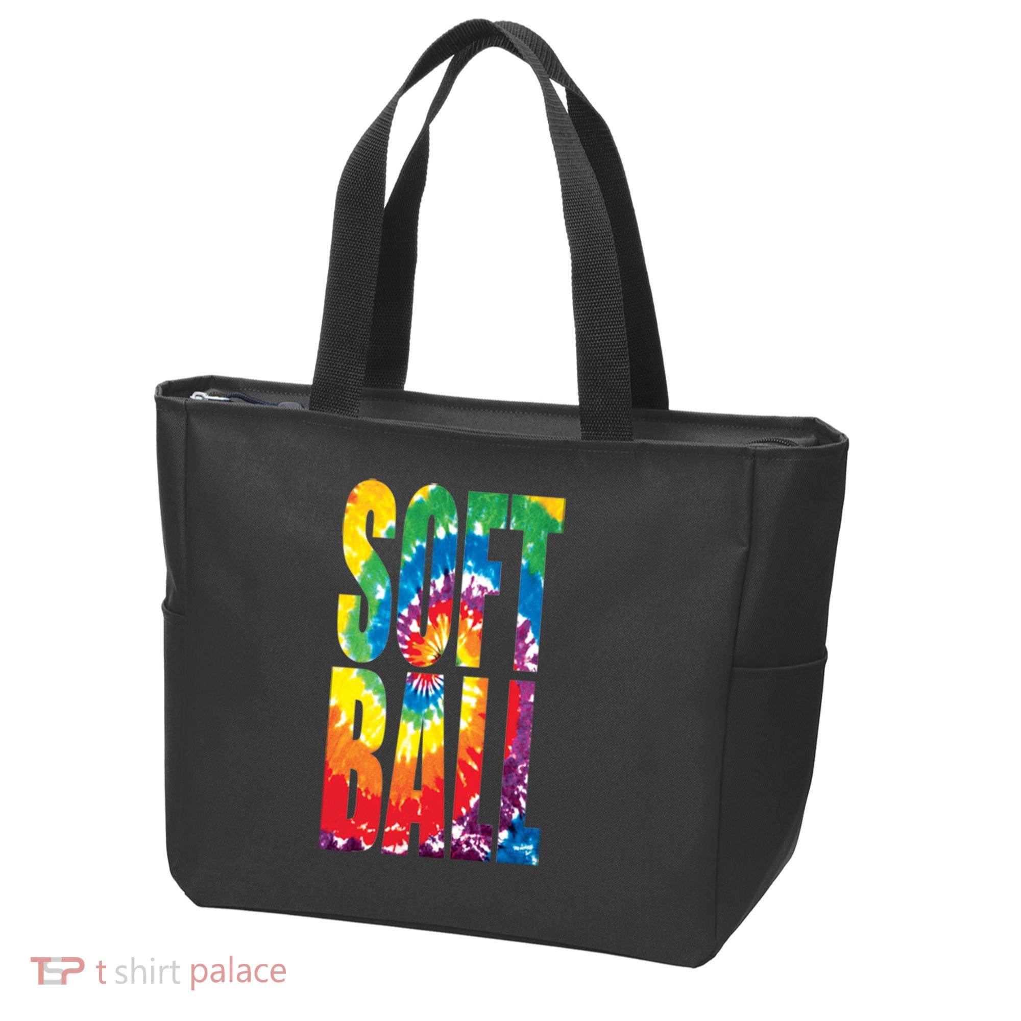 Softball Retro Tie Dye Tote Bag