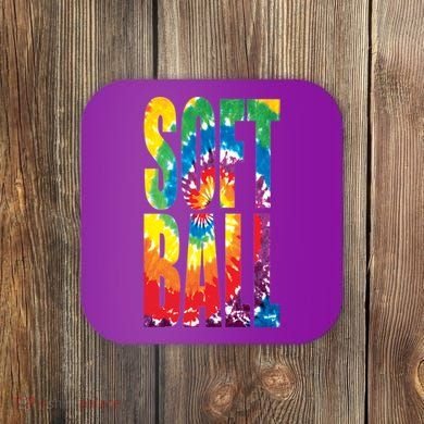 Softball Retro Tie Dye Coaster