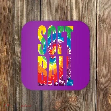 Softball Retro Tie Dye Coaster