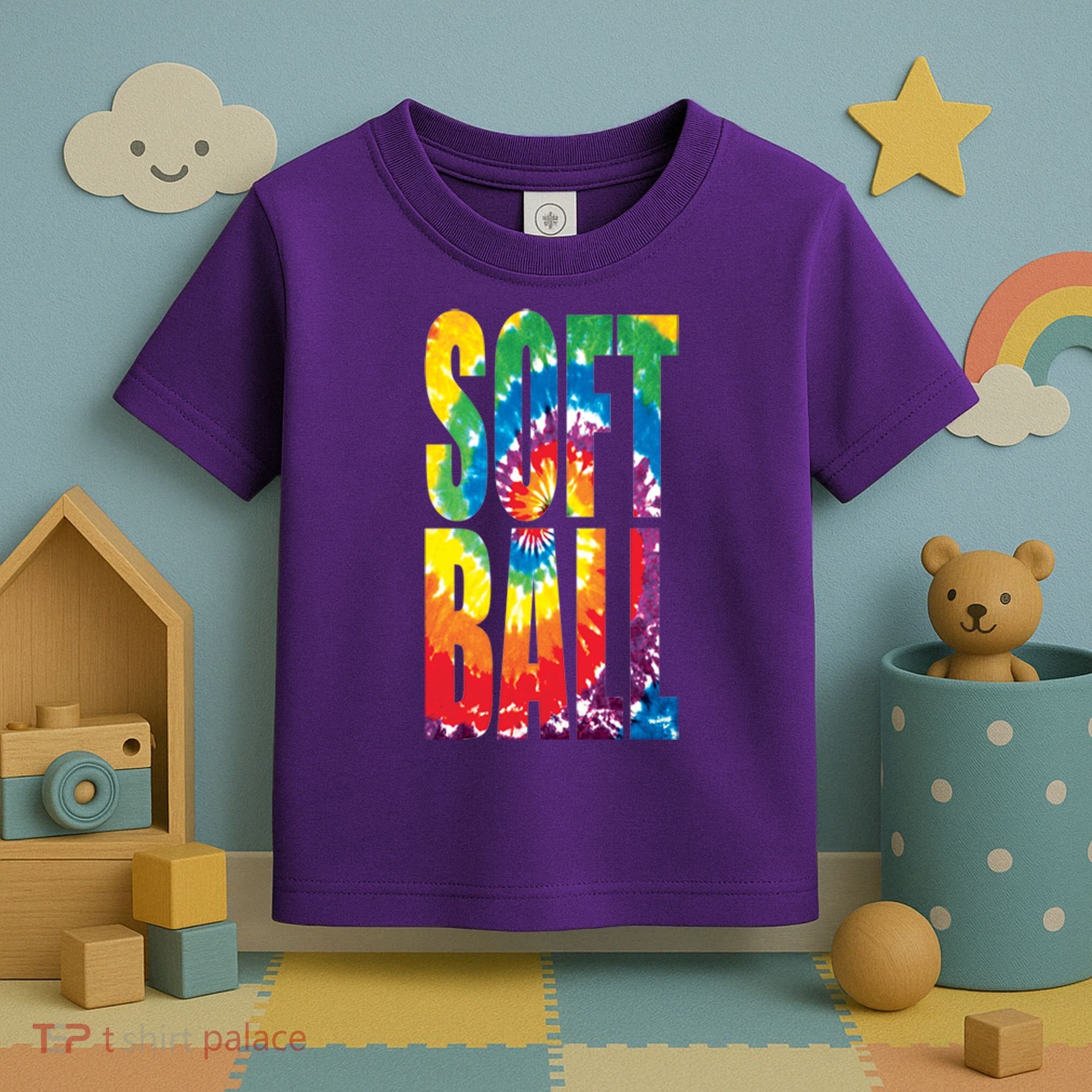 Softball Retro Tie Dye Toddler T-Shirt