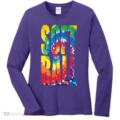 Softball Retro Tie Dye Women's Long Sleeve Shirt