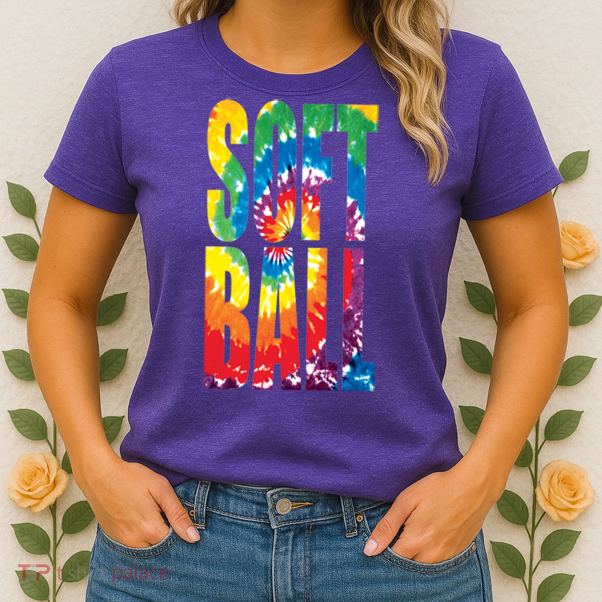 Softball Retro Tie Dye Women's T-Shirt