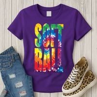 Softball Retro Tie Dye Women's T-Shirt thumb 3