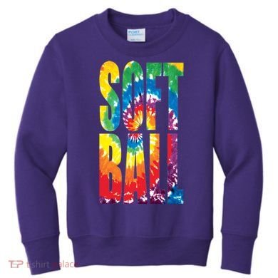 Softball Retro Tie Dye Kids Sweatshirt