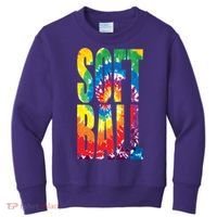 Softball Retro Tie Dye Kids Sweatshirt thumb 0