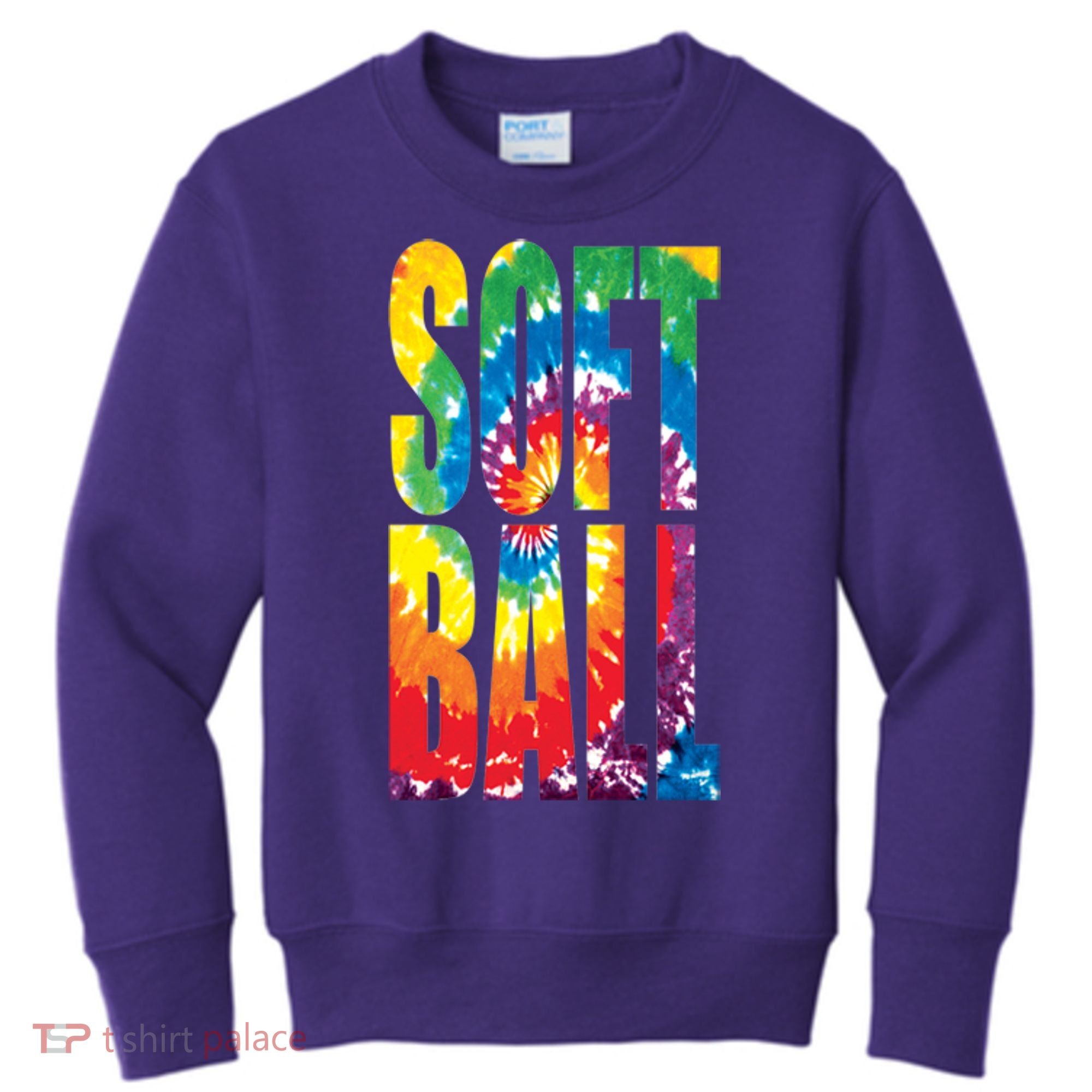 Softball Retro Tie Dye Kids Sweatshirt