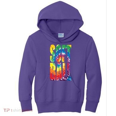 Softball Retro Tie Dye Kids Hoodie