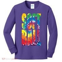Softball Retro Tie Dye Kids Long Sleeve Shirt thumb 0