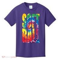 Softball Retro Tie Dye Kids T-Shirt thumb 0
